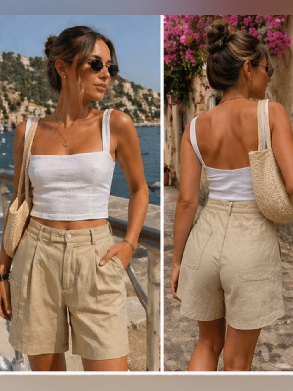 Zara Women’s Mid Rise Linen Blend‎ Wide Leg Cargo Shorts Size 29 Coastal Neutra
